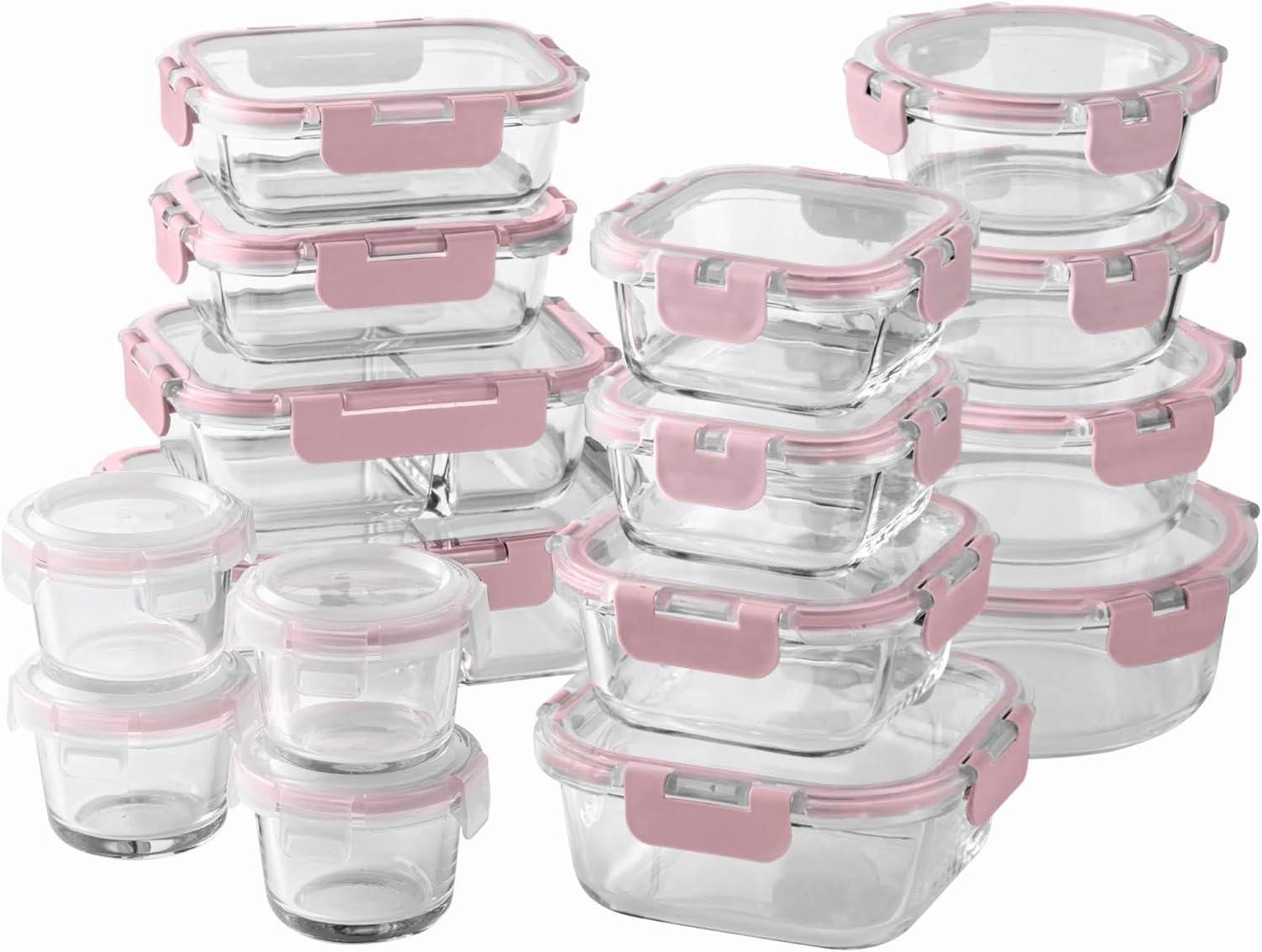 Food Storage Glass Container Set - 32-Pc Borosilicate Glass Food Container Set
