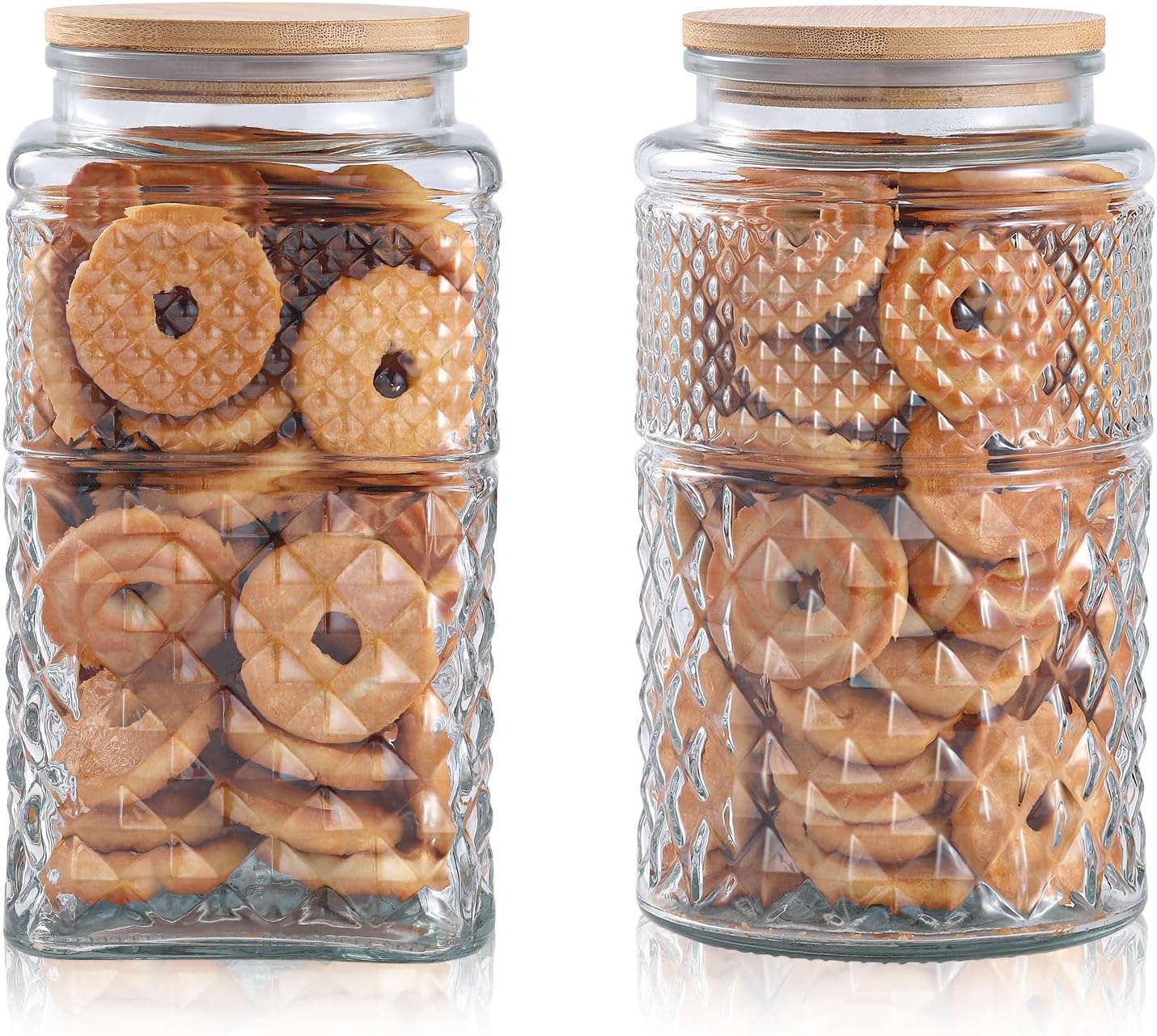 Food Storage Glass Container Set - 0.7Gallon/2600ml Glass Cookie Jar, Set of