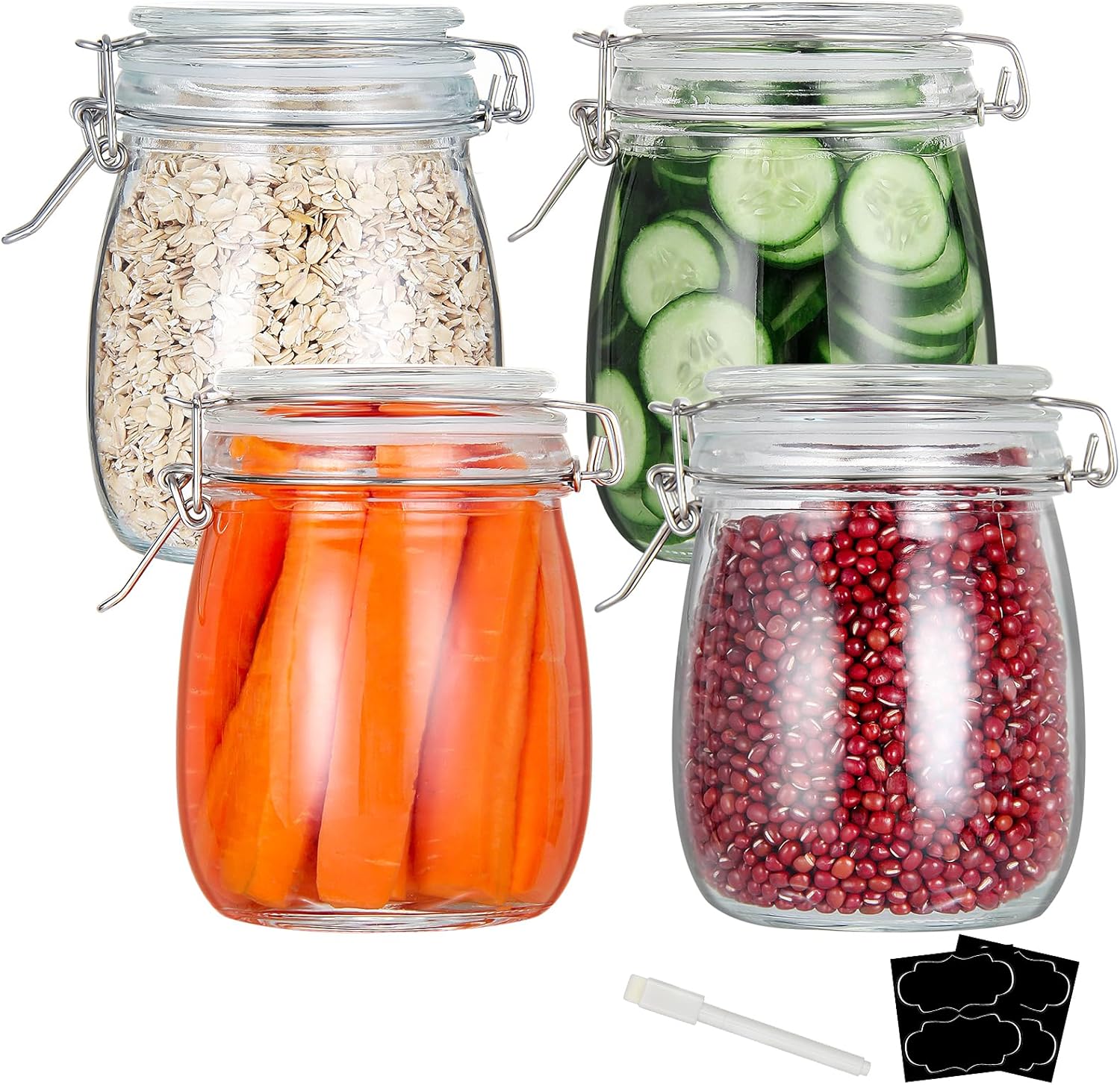 Food Storage Containers With Lids - 24oz Food Storage Canister Glass Jars