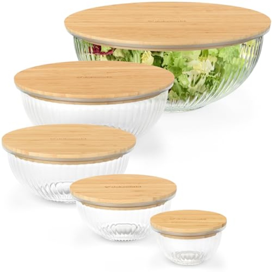 Food Storage Stainless Steel - Stackable Space-Saving Set of 5 Nesting