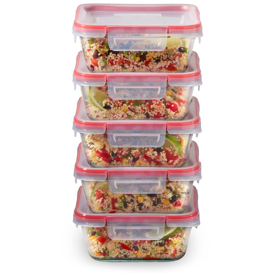 Food Storage Glass Container Set - Freshlock 5Pack, 4 Cup Glass Food