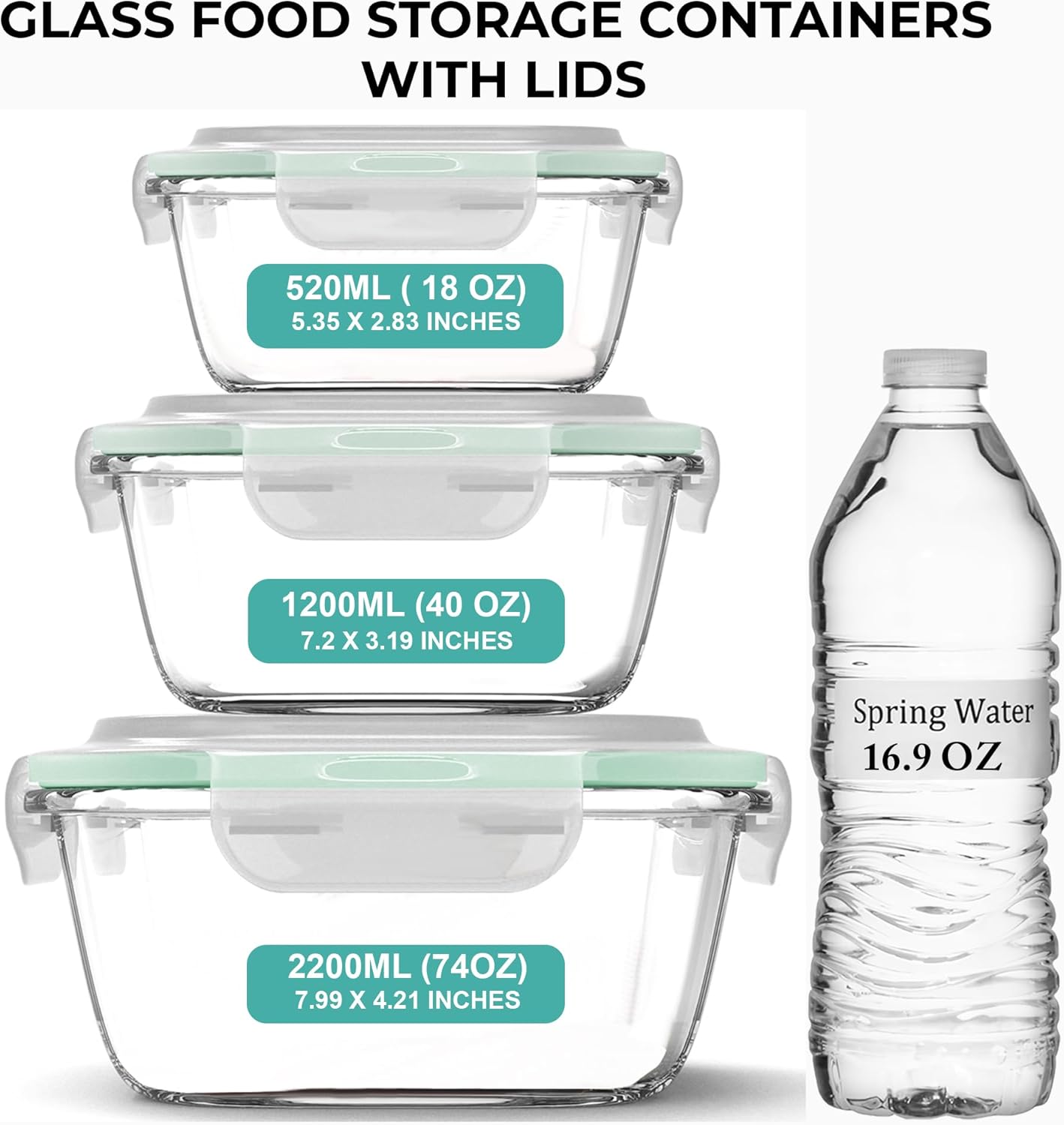 6 PC Square Glass Food Storage - đánh giá và giá Food Storage Glass Container Set