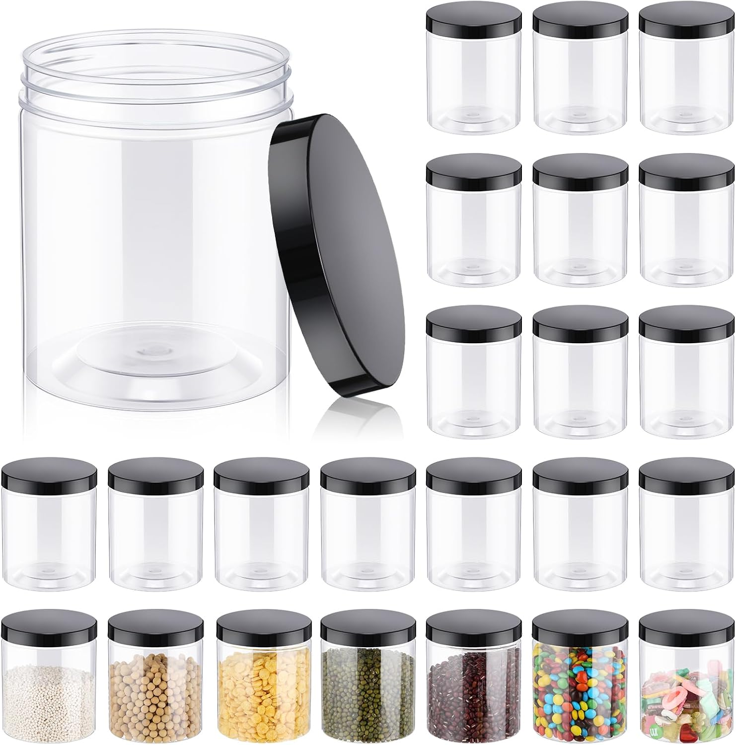 24 Pcs 16oz Plastic Jars with  - đánh giá và giá Food Storage Plastic