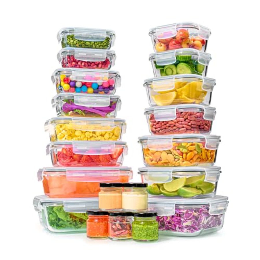 40pc Set Glass Food Storage Co - đánh giá và giá Food Storage Glass Container Set