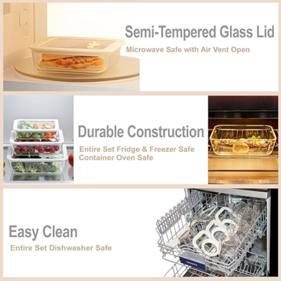 Glass Food Container Set with  - đánh giá và giá Food Storage Glass Container Set
