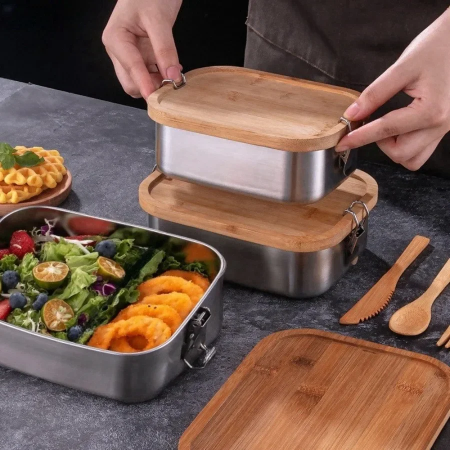 New 304 stainless steel bamboo - đánh giá và giá Stainless Lunch Box