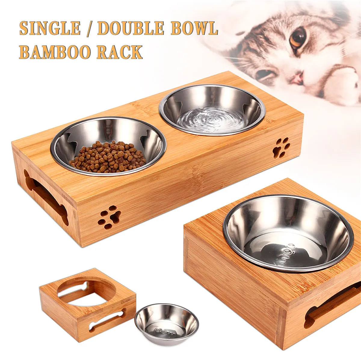 Pet Cat Bowl Bear Bamboo Plate - đánh giá và giá Food Storage And Safety