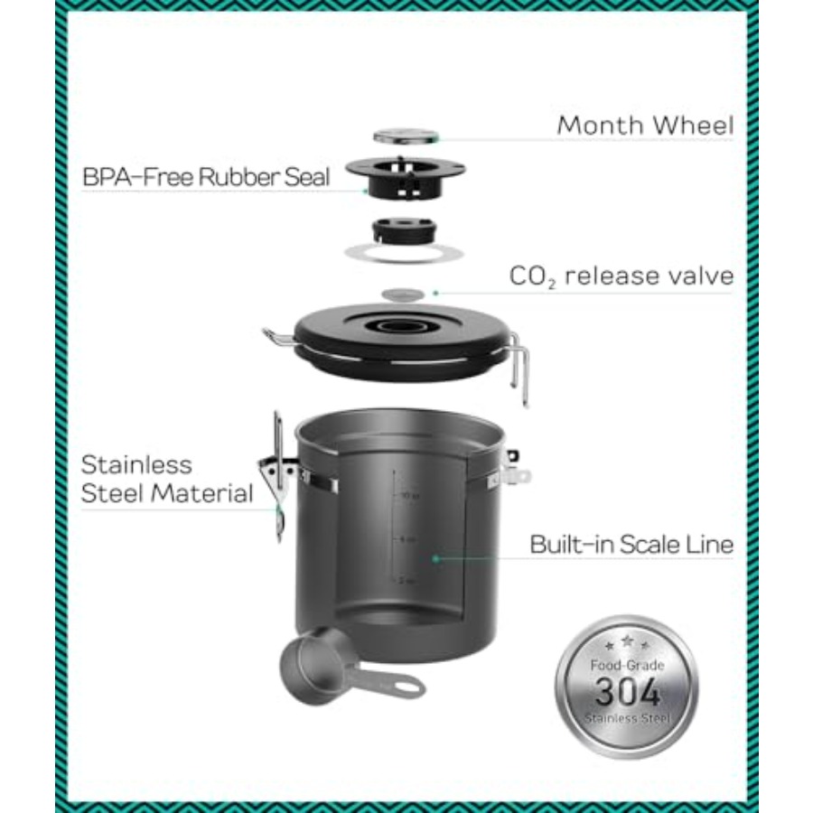Coffee Canister, Airtight Stai - đánh giá và giá Food Storage Stainless Steel