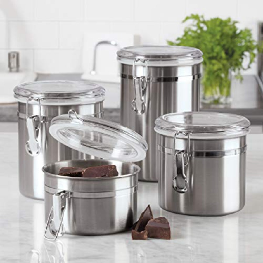 Set of 4 Stainless Steel Kitch - đánh giá và giá Food Storage Plastic