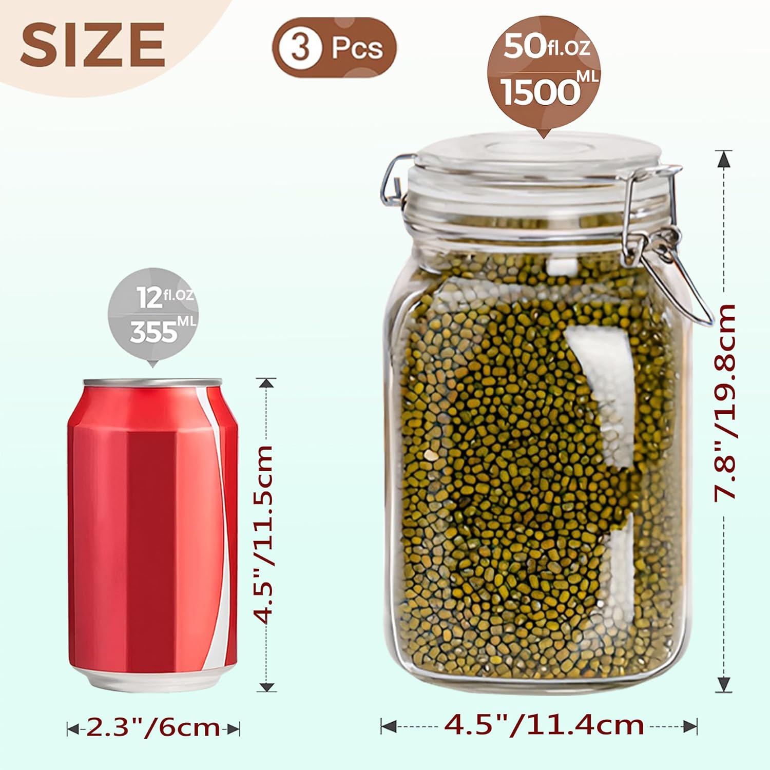 Clear Food Storage Jars 50oz S - đánh giá và giá Food Storage Organization