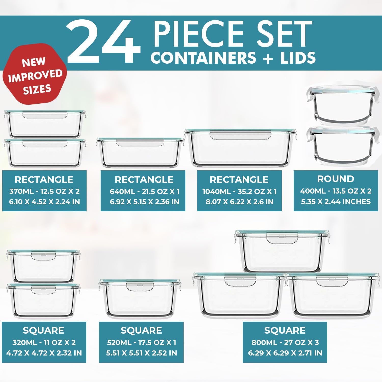 24 Pc Airtight Glass Food Stor - đánh giá và giá Food Storage Plastic