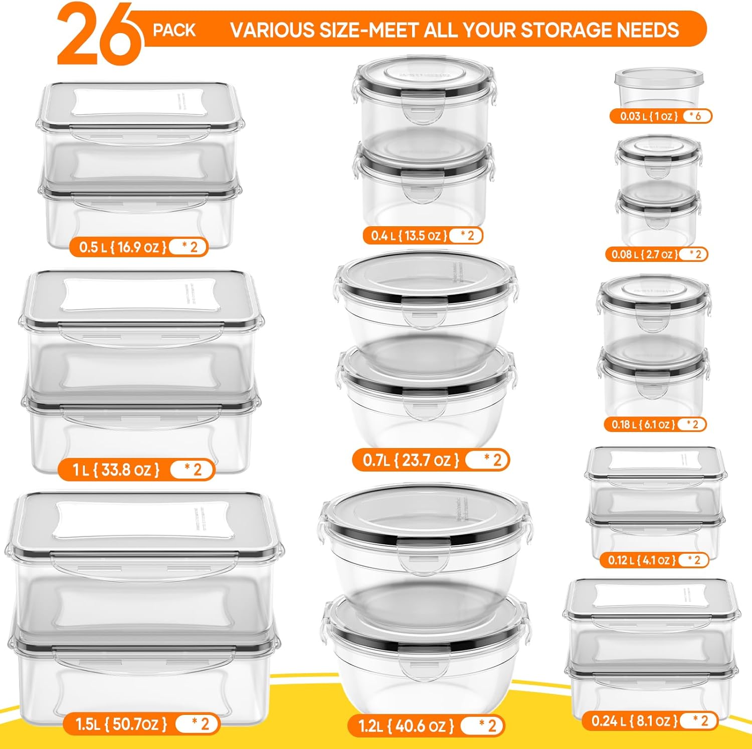 52 PCS Food Storage Containers - đánh giá và giá Food Storage Plastic