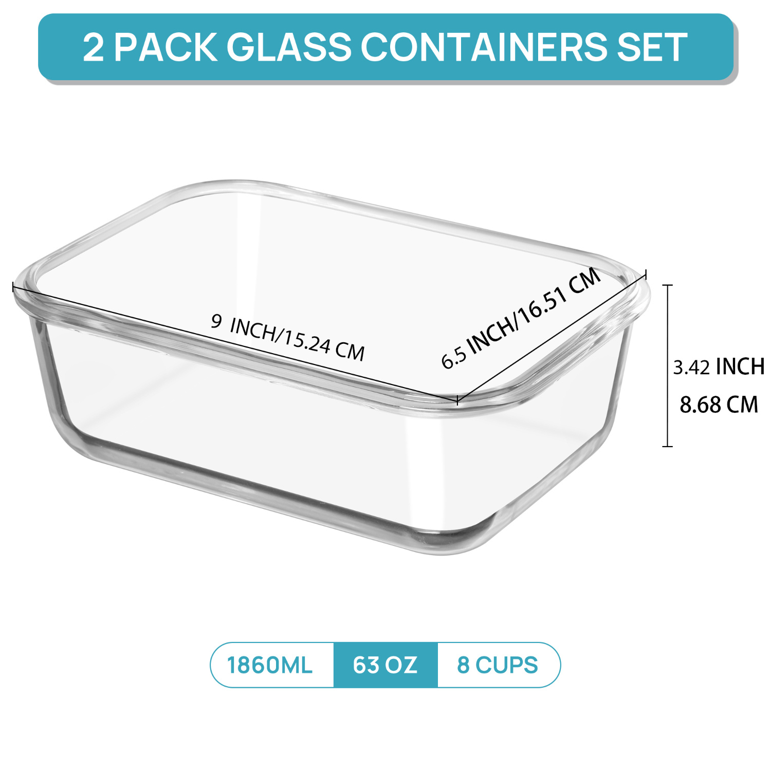 us2Pack 1860ml/ 63oz Large Gla - đánh giá và giá Food Storage Glass Container Set