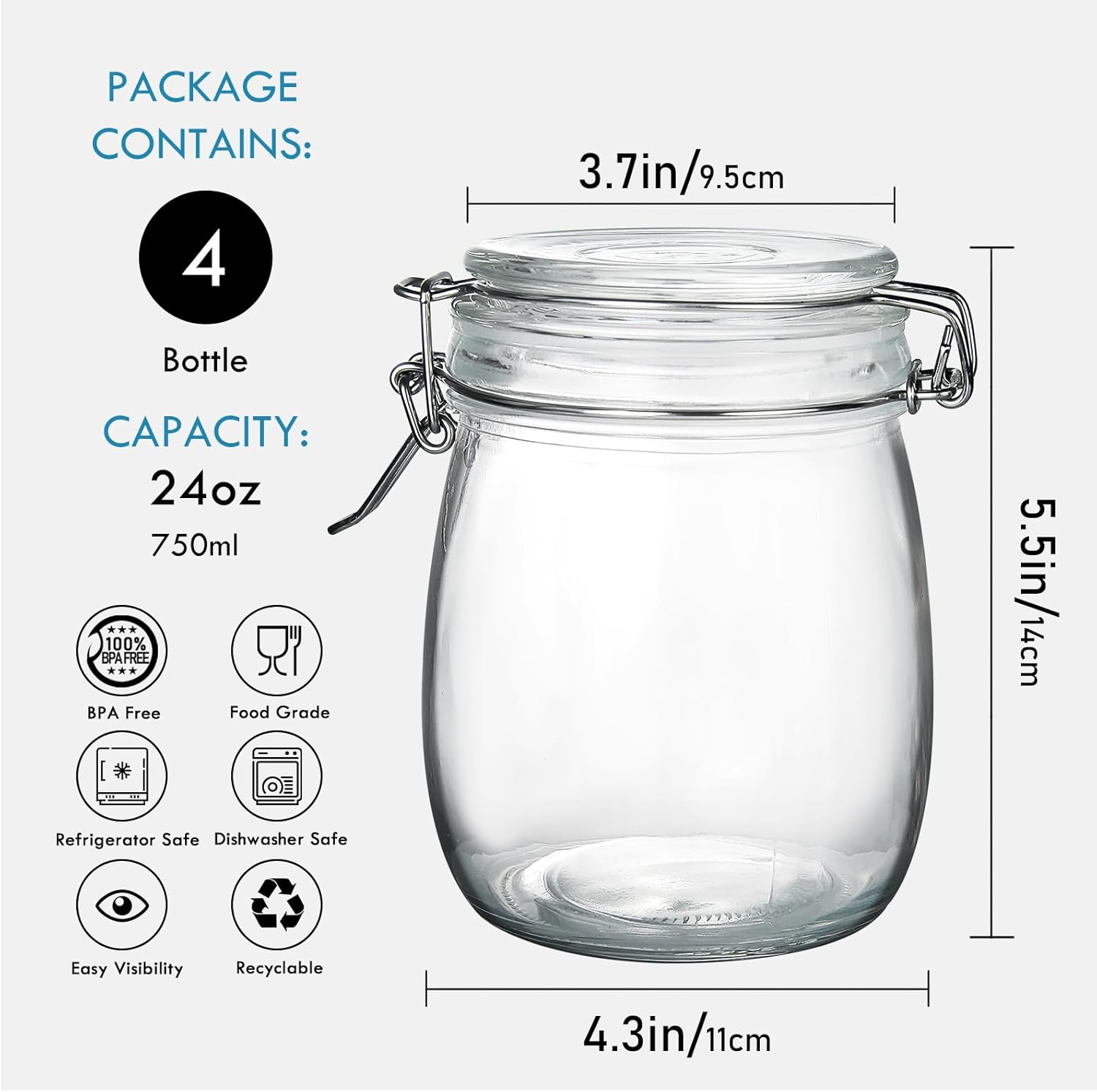 24oz Food Storage Canister Gla - đánh giá và giá Food Storage Containers With Lids