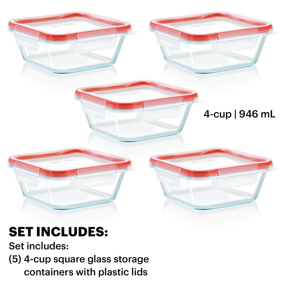 Freshlock 5Pack, 4 Cup Glass F - đánh giá và giá Food Storage Glass Container Set